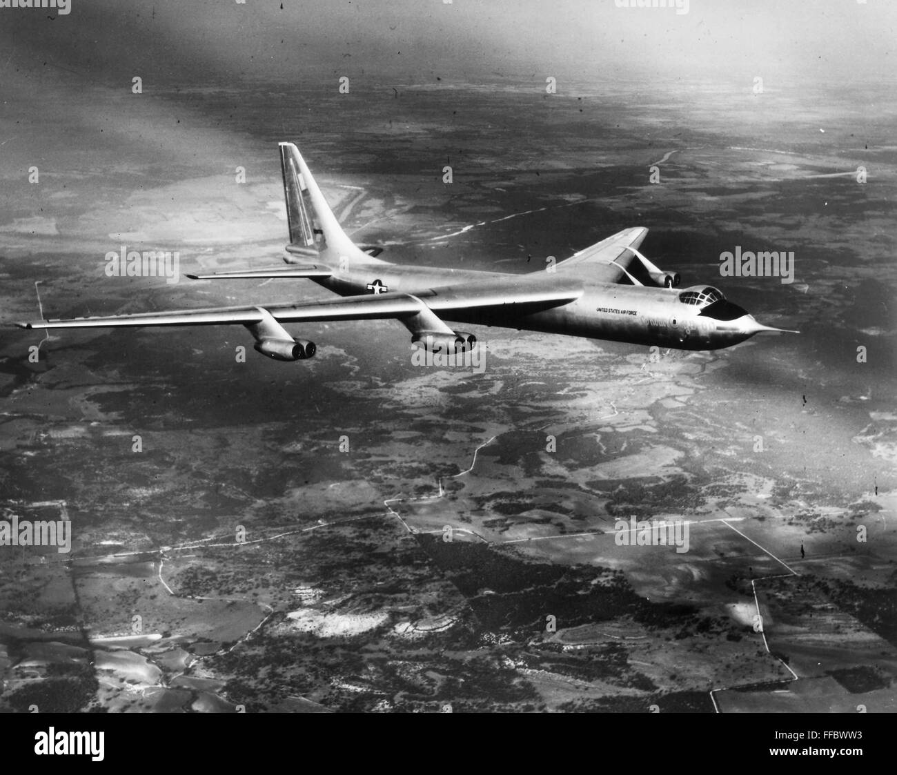 CONVAIR YB-60, 1952. /nThe Convair YB-60, an American bomber aircraft prototype, during a test flight at Carswell Air Force Base in Fort Worth, Texas, 1952. Stock Photo