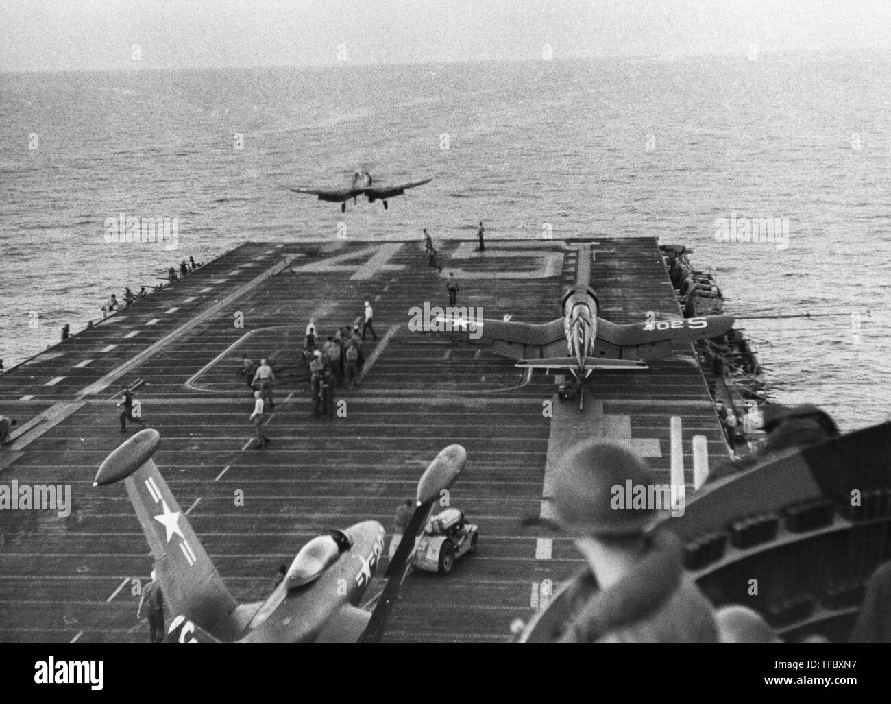 KOREAN WAR: AIRCRAFT, 1950. /nAmerican fighter planes takeoff from a U ...