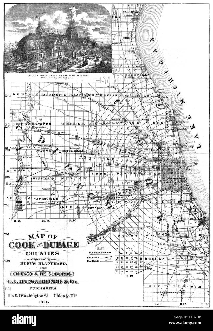 Historical Map of Dupage County, Illinois