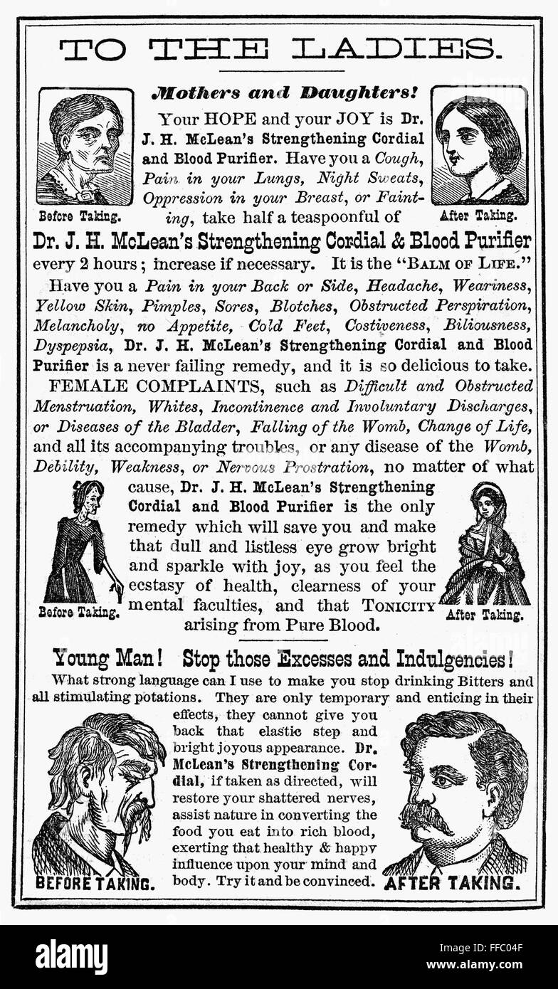 PATENT MEDICINE, 1874. /nAdvertisement for Dr. J.H. McLean's