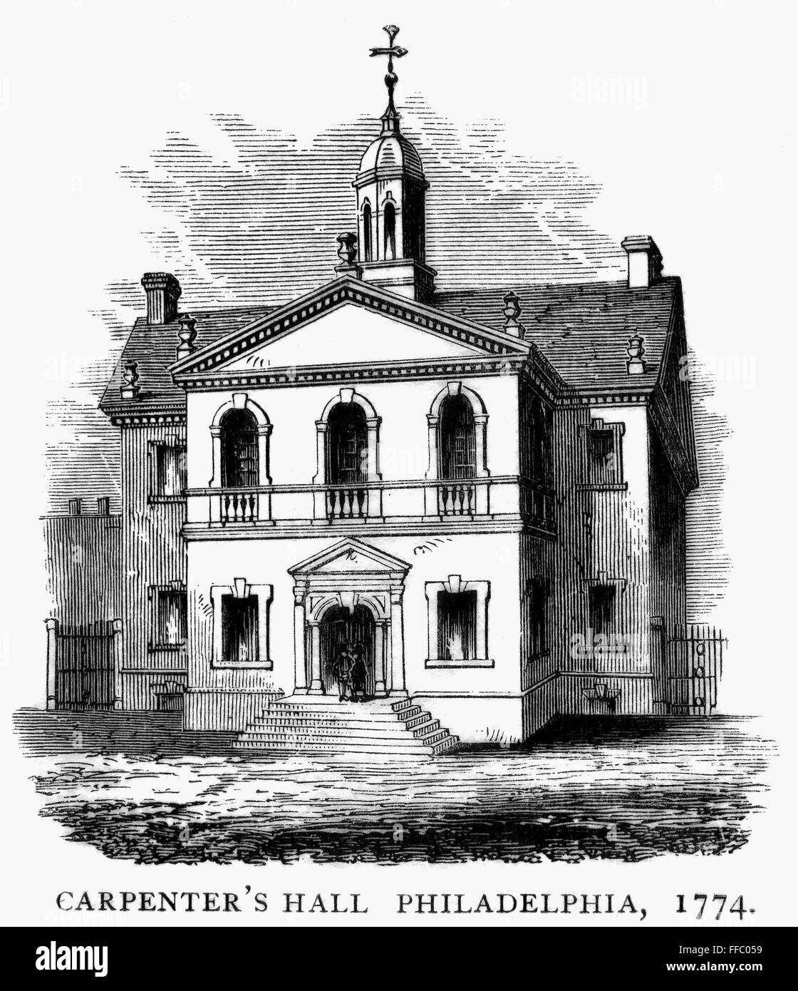 CARPENTER'S HALL, 1774. /nCarpenter's Hall in Philadelphia, Pennsylvania, as it looked in 1774. Wood engraving, American, late 19th century. Stock Photo