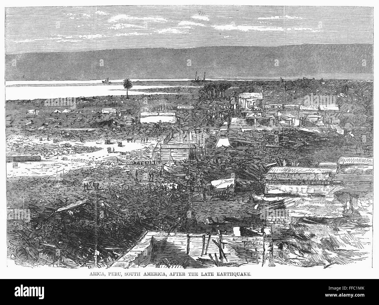 Peru earthquake 1868 nview of destruction at arica peru after the