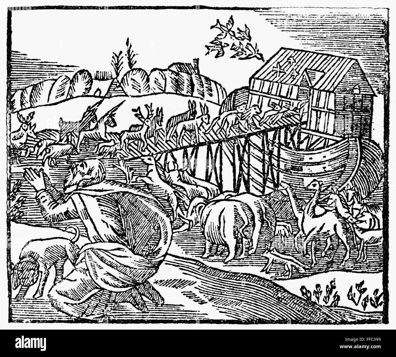 GENESIS NOAH'S ARK. /nWoodcut, English, 1708 Stock Photo Alamy
