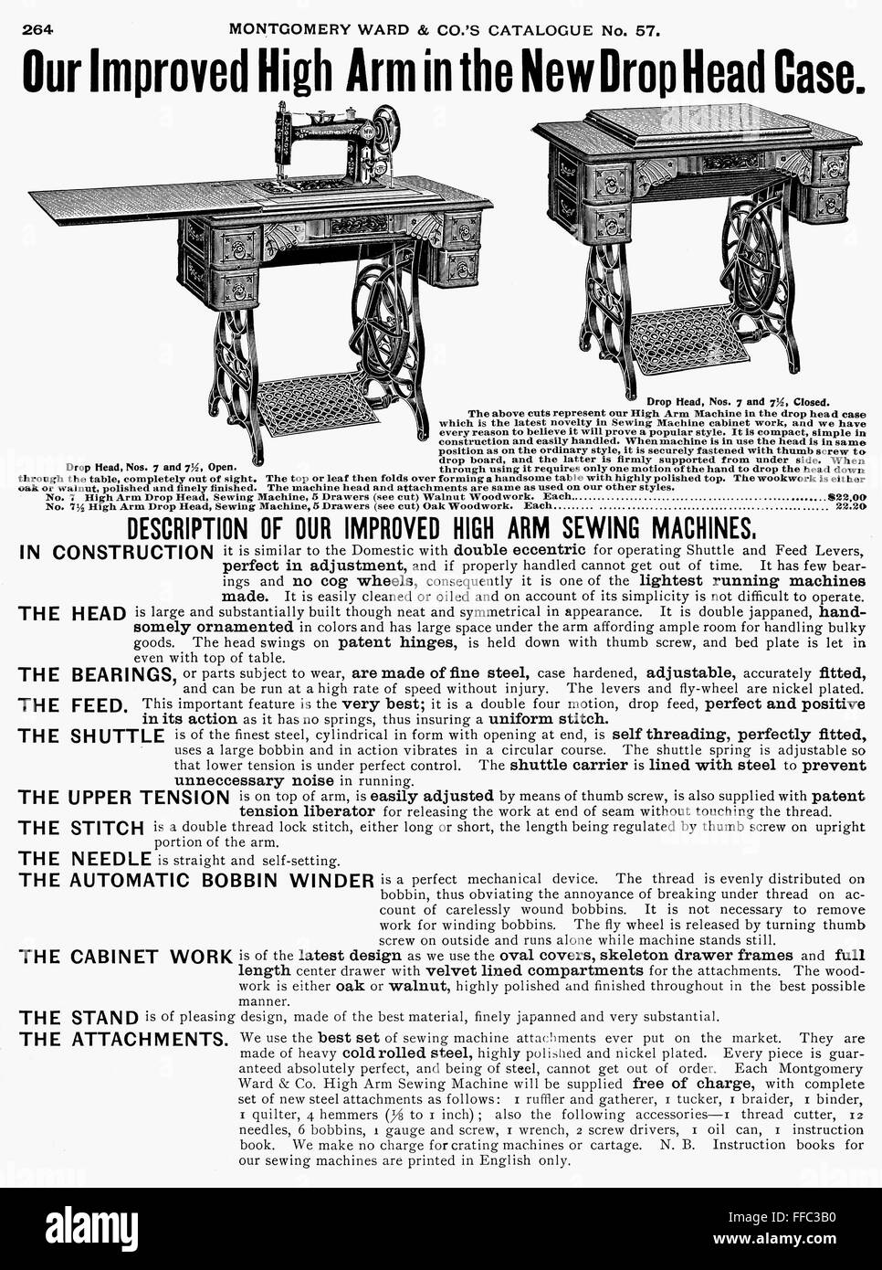 SEWING MACHINE AD, 1895. /nPage from a Montgomery Ward catalogue of