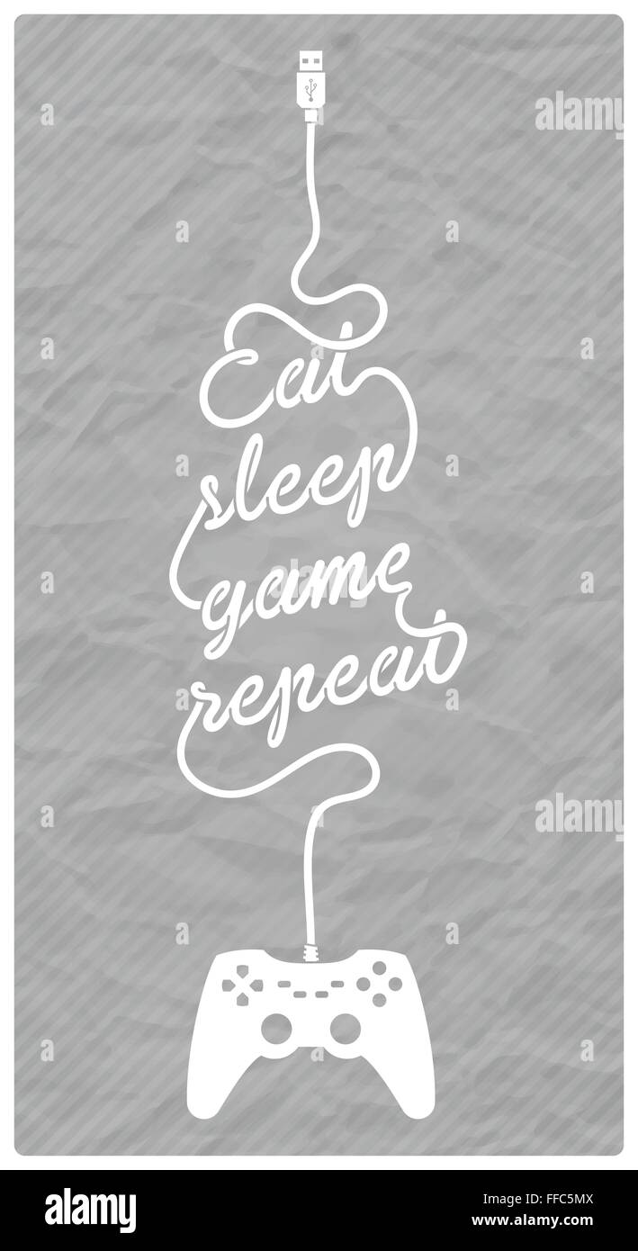 Eat Sleep Game Repeat Stock Vector