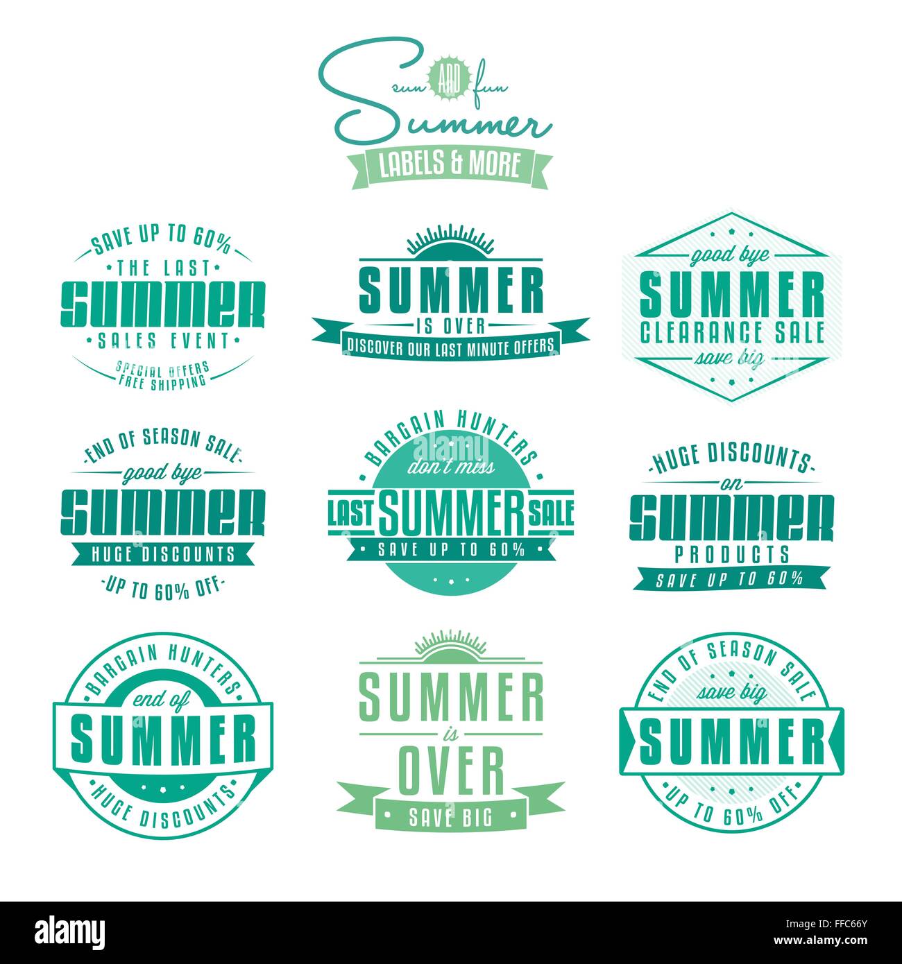Collection of summer sales related vintage labels Stock Vector
