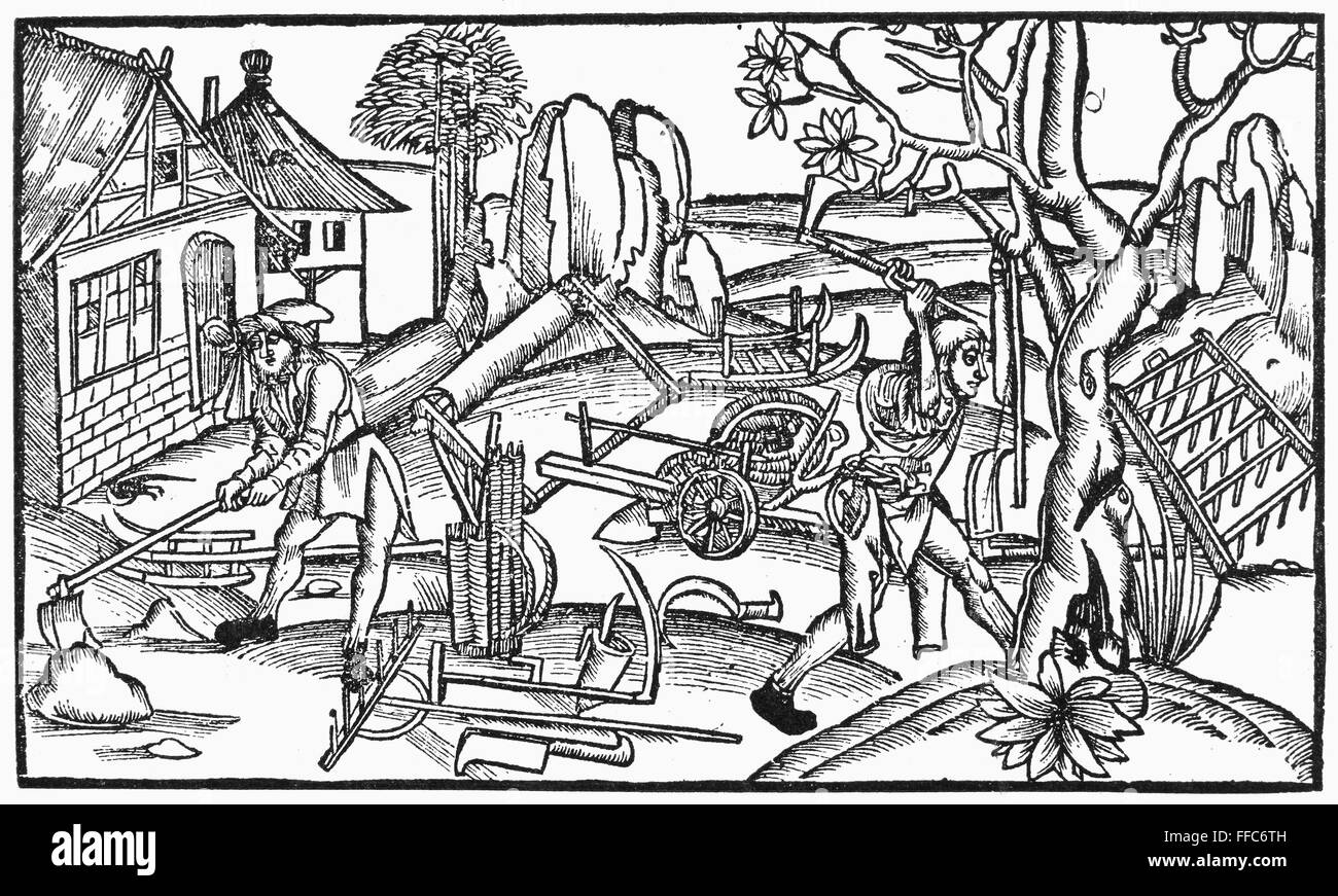 COUNTRY LIFE, 1504. /nMedieval woodcut, 1504. Stock Photo