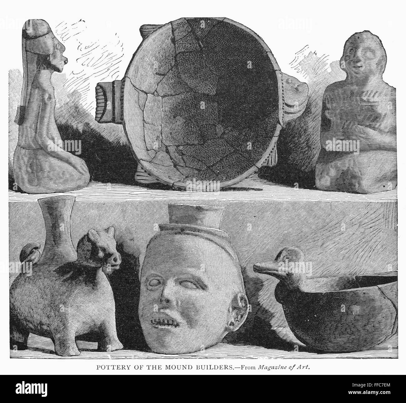 MOUND BUILDERS: POTTERY. /nPottery of the mound builders' civilization. Stock Photo