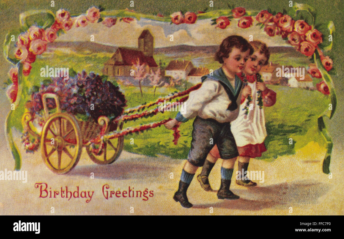 AMERICAN BIRTHDAY CARD. /nLate 19th century Stock Photo Alamy