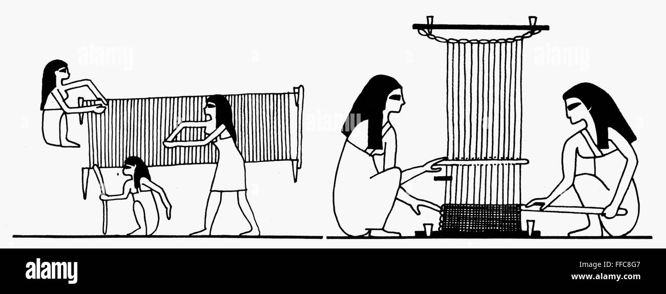 EGYPTIAN LOOMS. /nHorizontal looms. Drawing after an Egyptian tomb