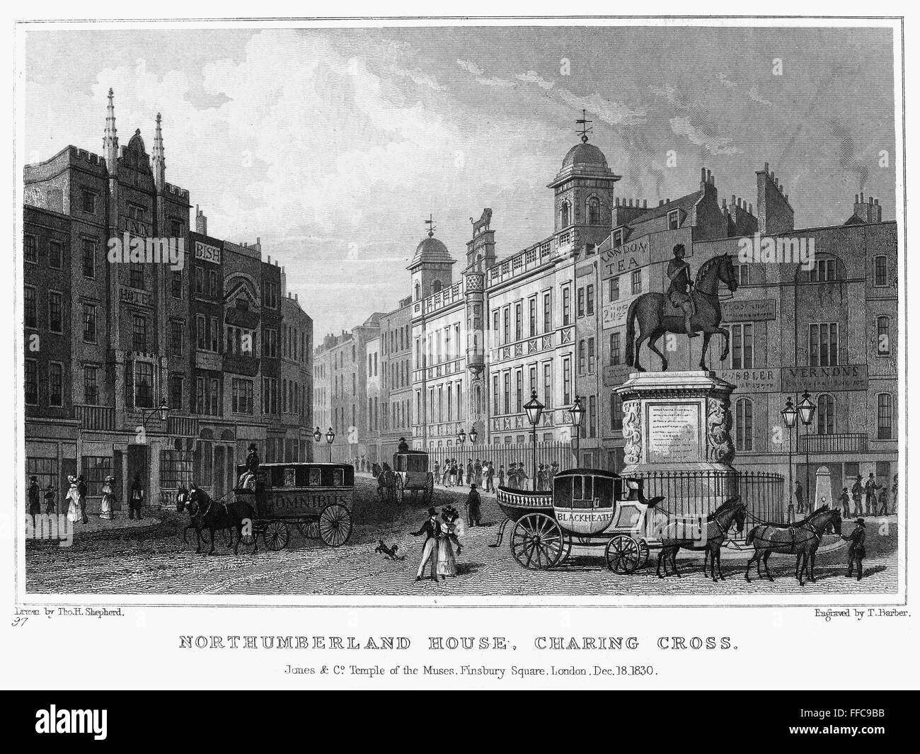 LONDON CHARING CROSS, 1830. /nView of Northumberland House at Charing