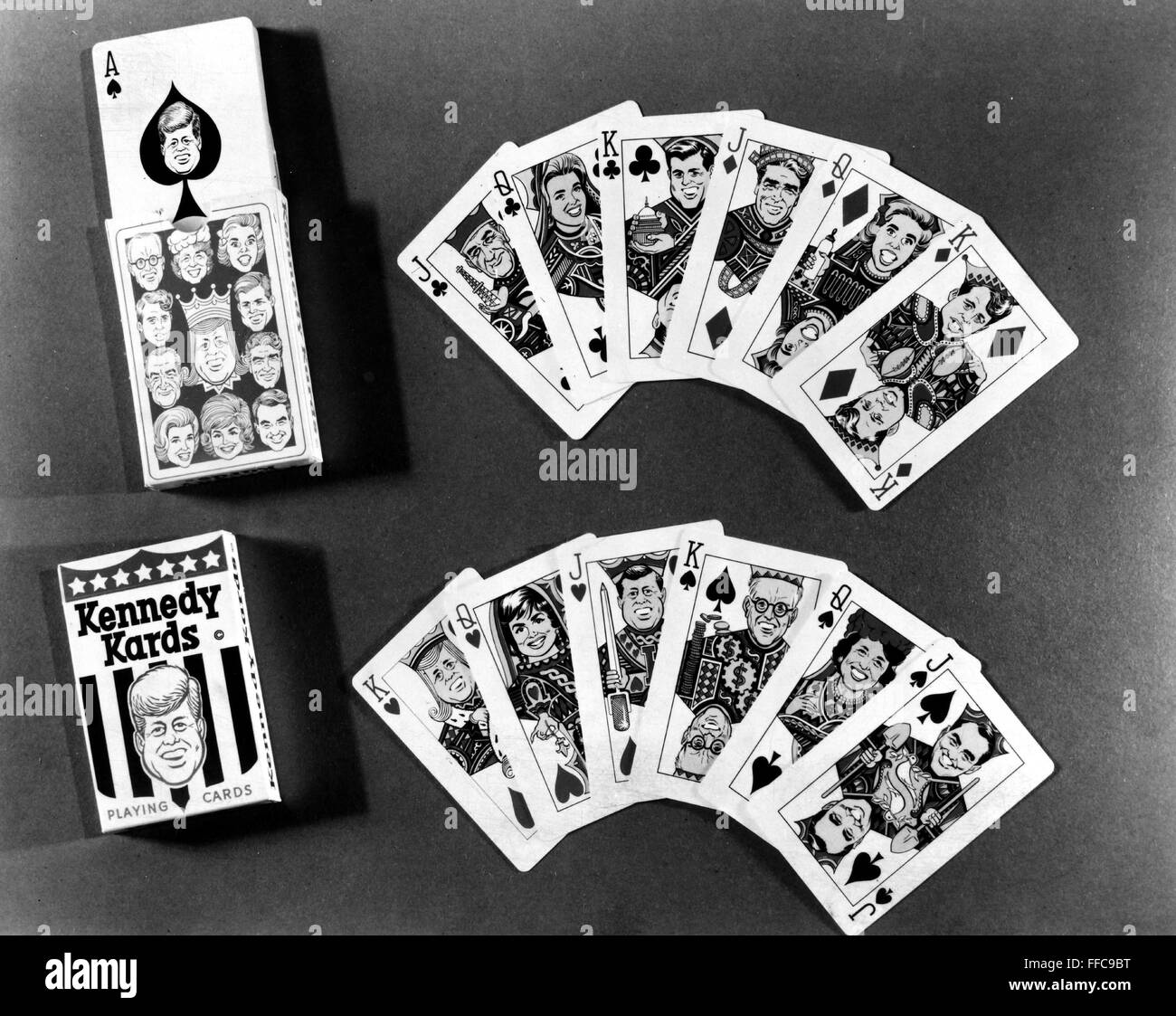 JFK: PLAYING CARDS. /nKennedy Kards, featuring members of President John F. Kennedy's family and administration. Photographed c1960. Stock Photo
