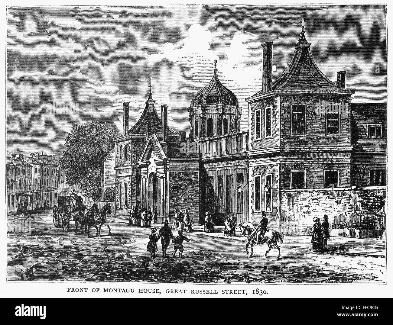 LONDON MONTAGU HOUSE. /nFront view of Montagu House on Great Rusell