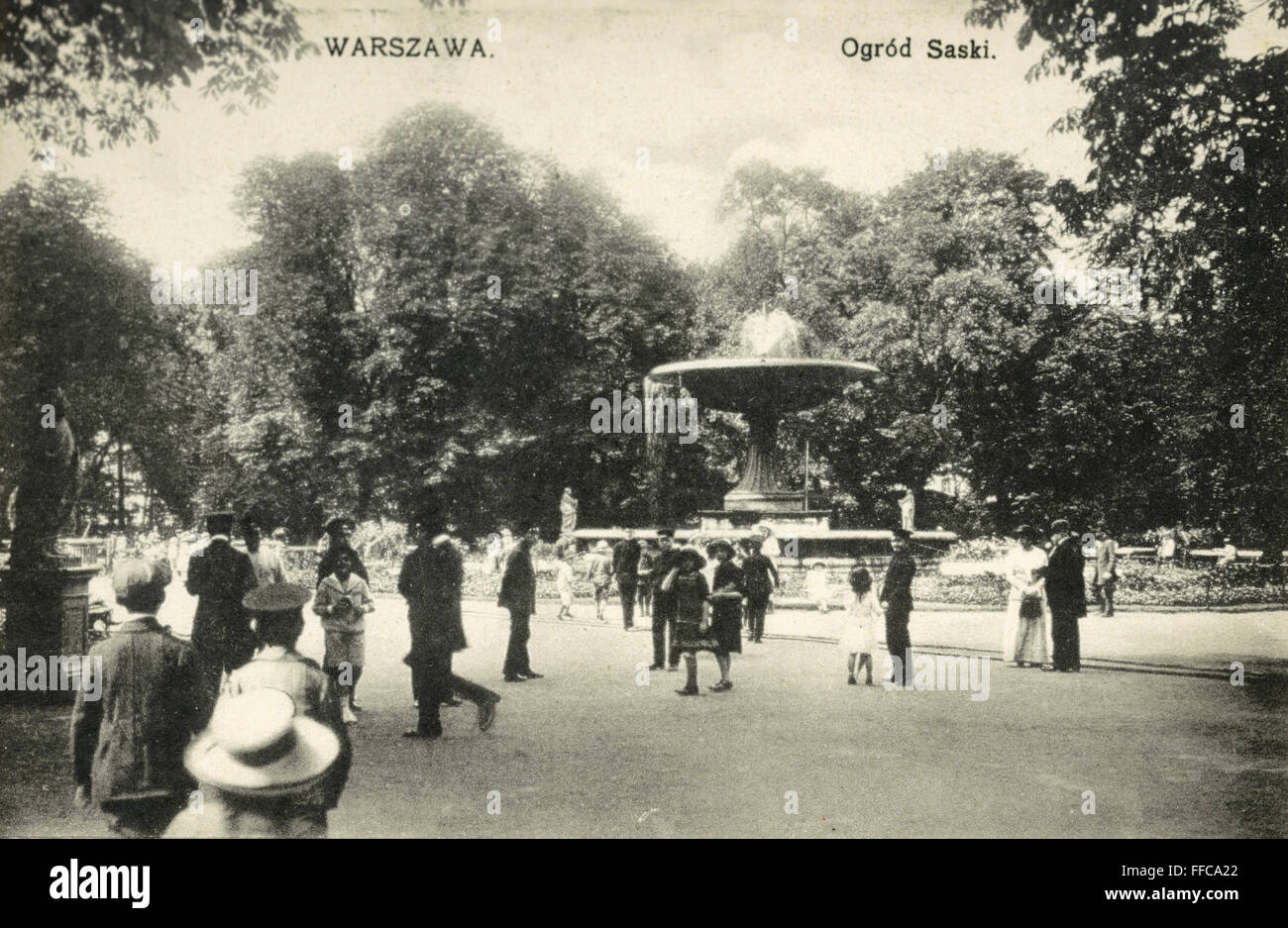 WARSAW: PARK, c1910. /nOgrod Saski (The Saxon Garden) in Warsaw, Poland. Postcard, c1910. Stock Photo