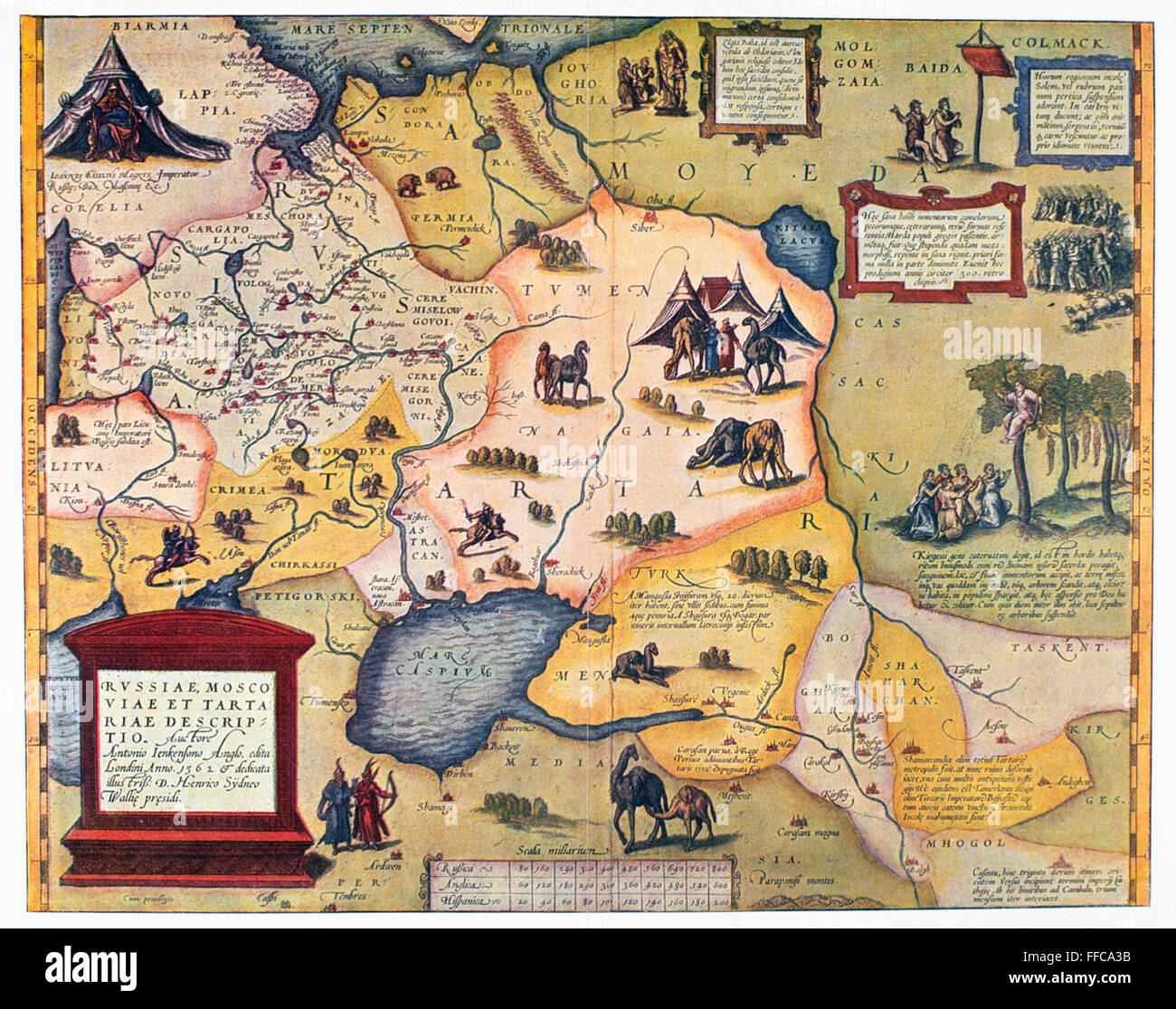 RUSSIA: MAP, 1562. /nEnglish map of the Russian empire, 1562, from a work by Abraham Ortelius, printed at Antwerp, 1571. Stock Photo