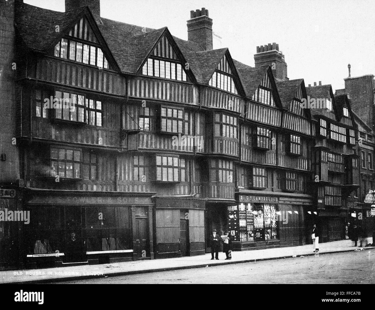 LONDON HOUSES, c1900. /nView of old houses in the Holborn section of