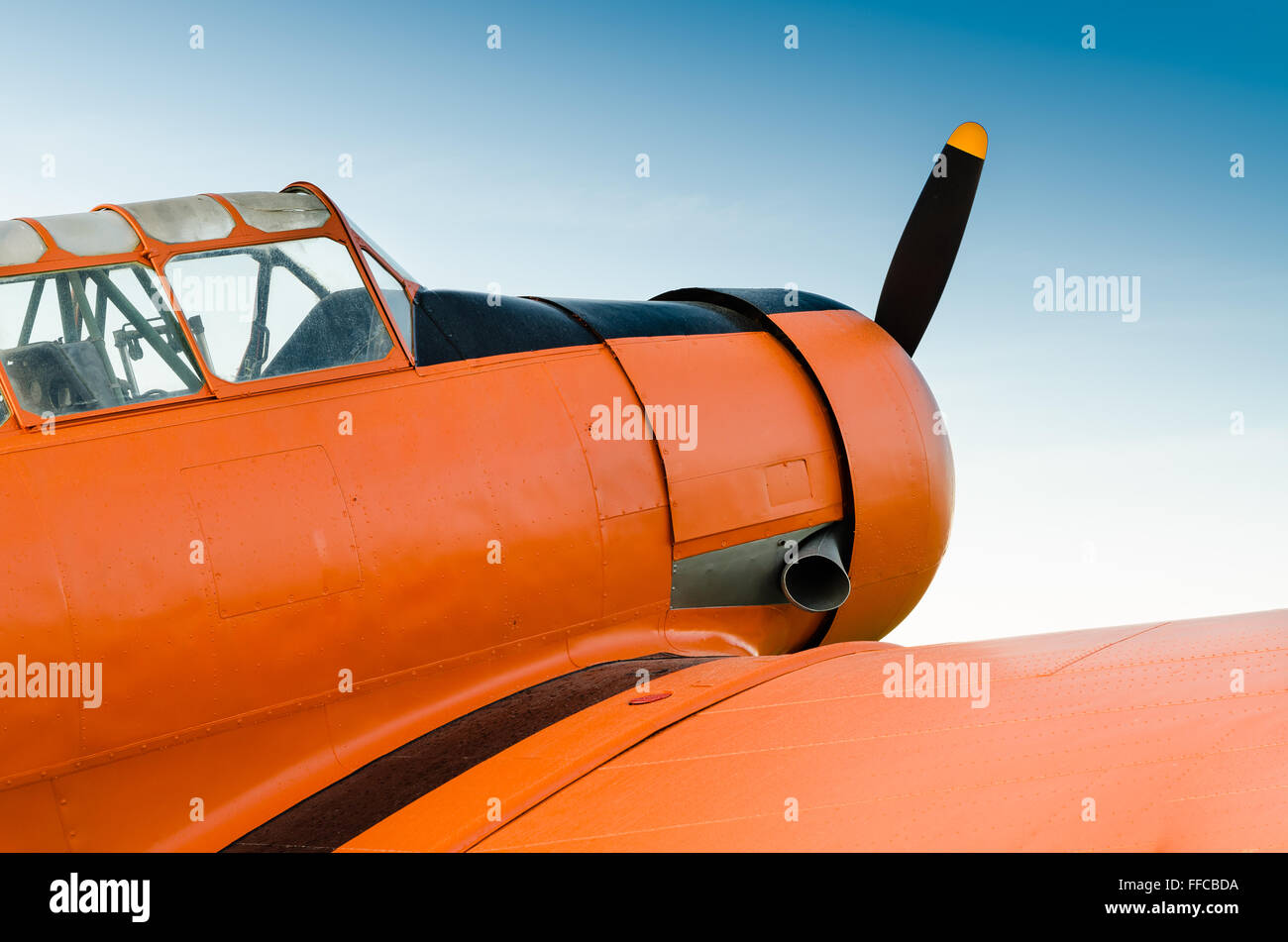 Adventure in the sky, Old airplane, orange Stock Photo