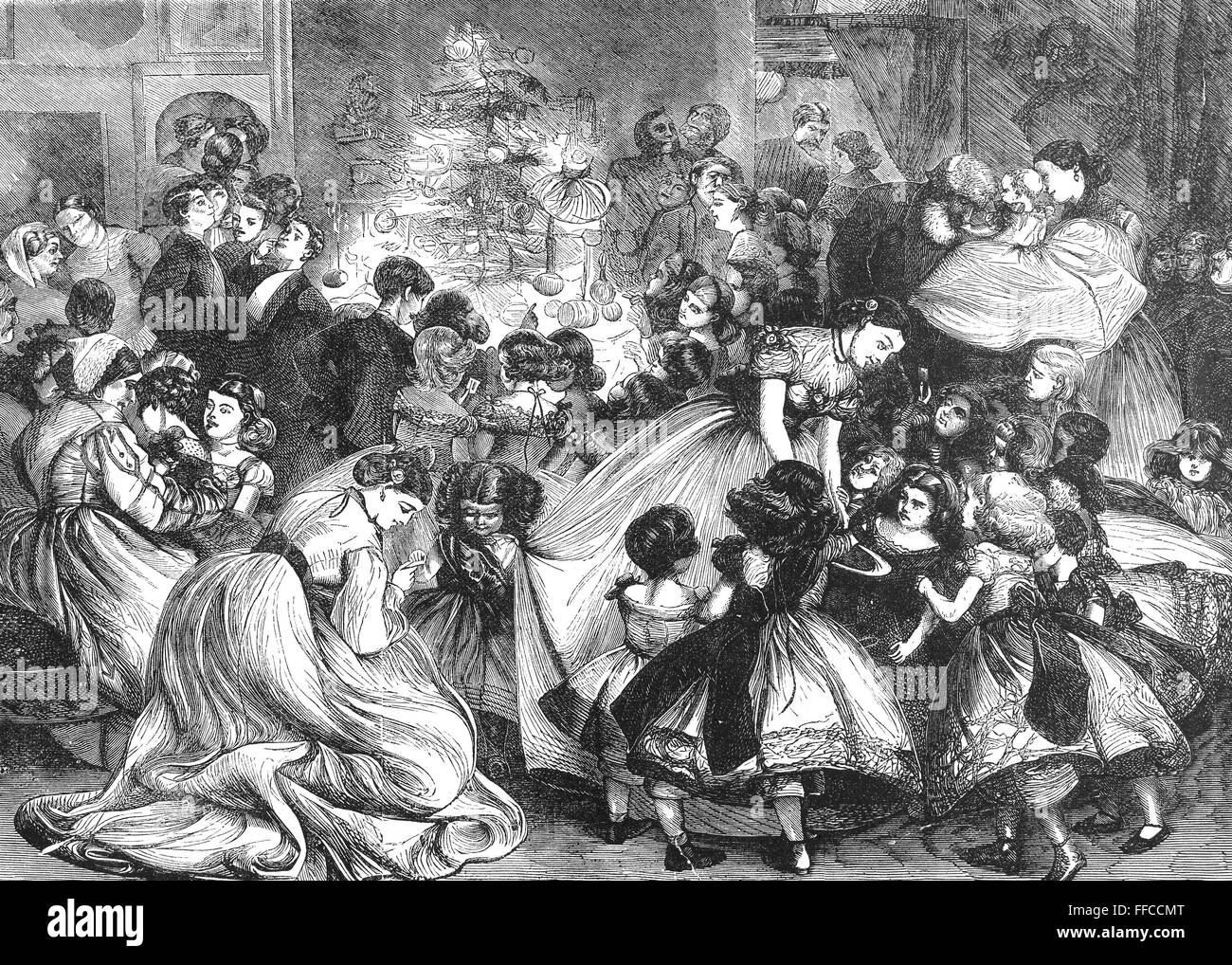 ENGLAND CHRISTMAS PARTY. /n19th century line engraving Stock Photo Alamy