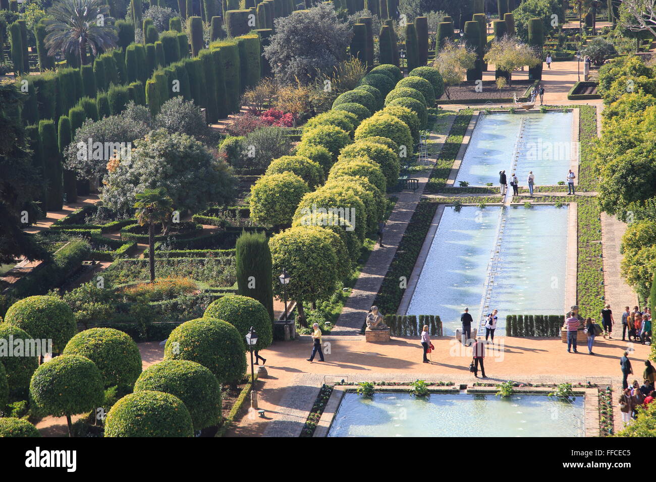 Gardens of the Alcázar de los Reyes Cristianos, Alcazar, Cordoba, Spain Stock Photo