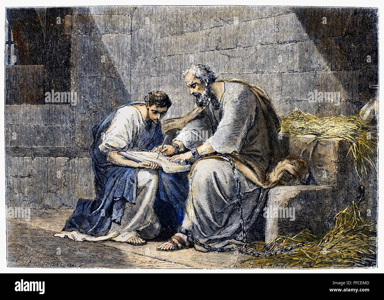 SAINT PAUL IN PRISON. /nSaint Paul writing his epistle to the Ephesians