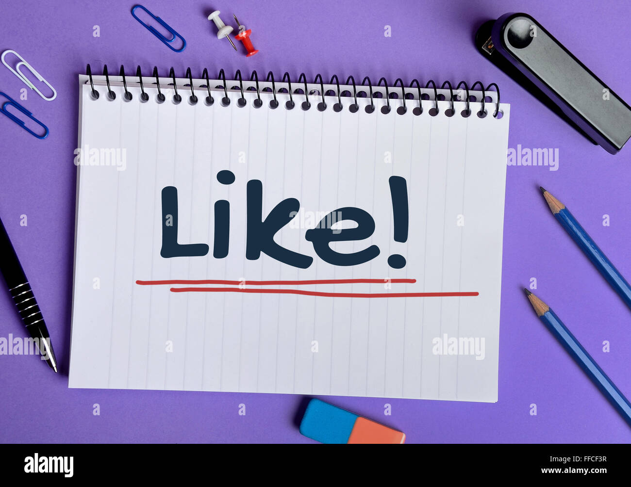 Like word written on notebook page Stock Photo Alamy
