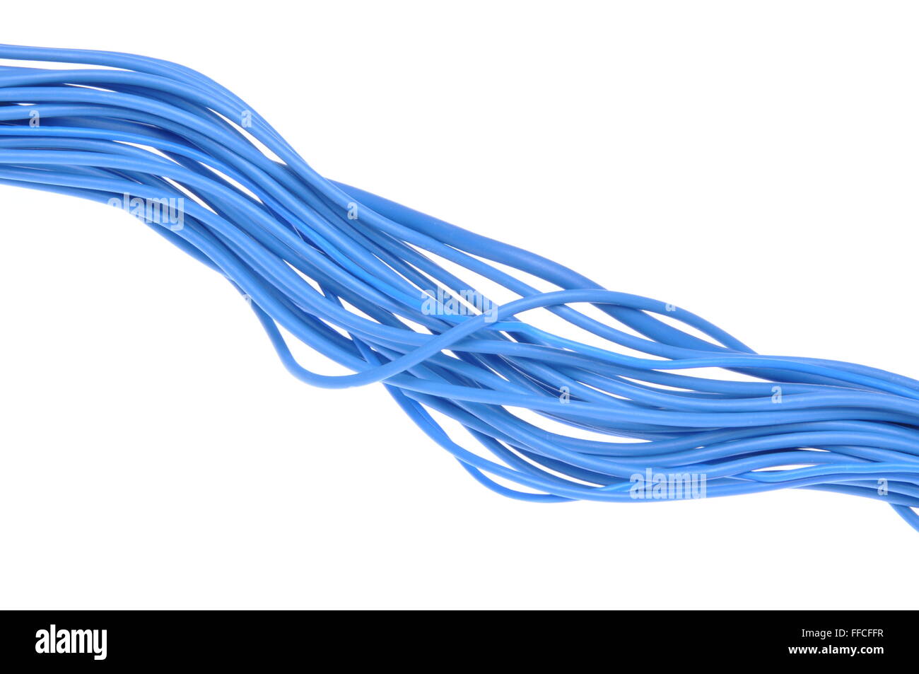 Blue computer cables isolated on white background Stock Photo Alamy