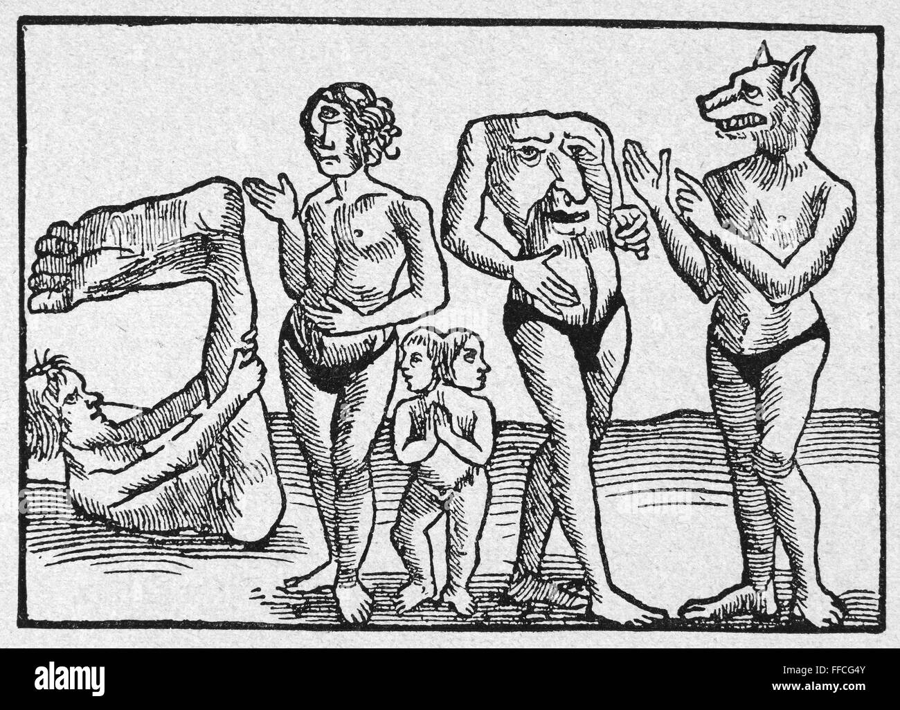 MONSTERS, 1550. /nWoodcut from a 1550 edition of Sebastian Mⁿnster's 'Cosmographia Universalis,' Stock Photo