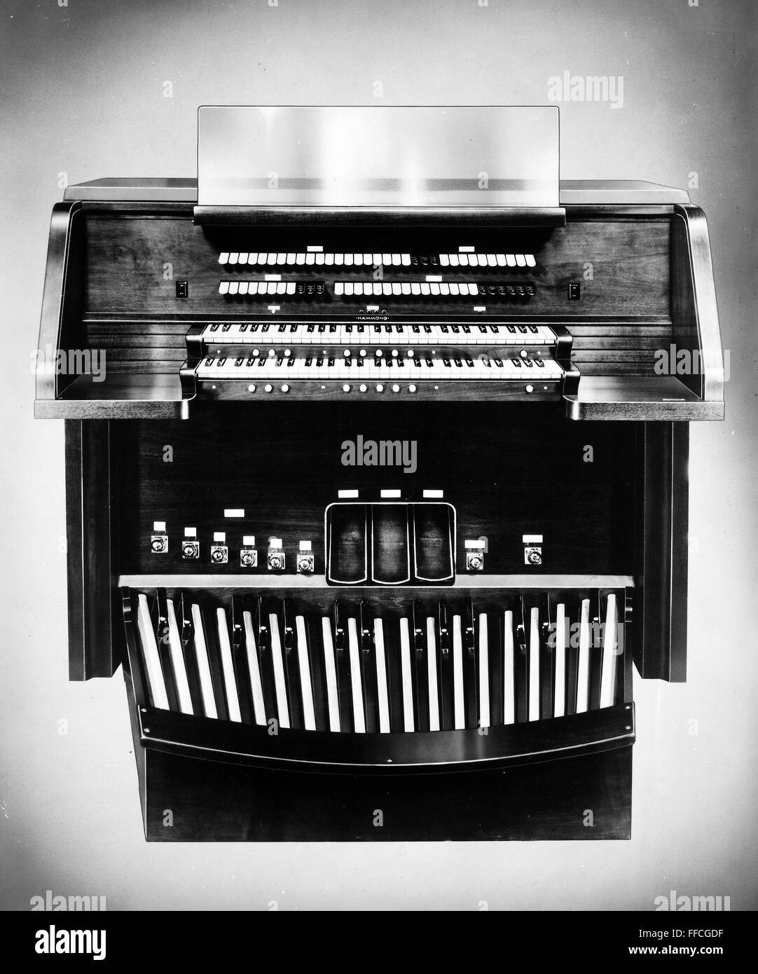 HAMMOND ORGAN, 1960s. /nFront view of the Hammond Grand100 electric