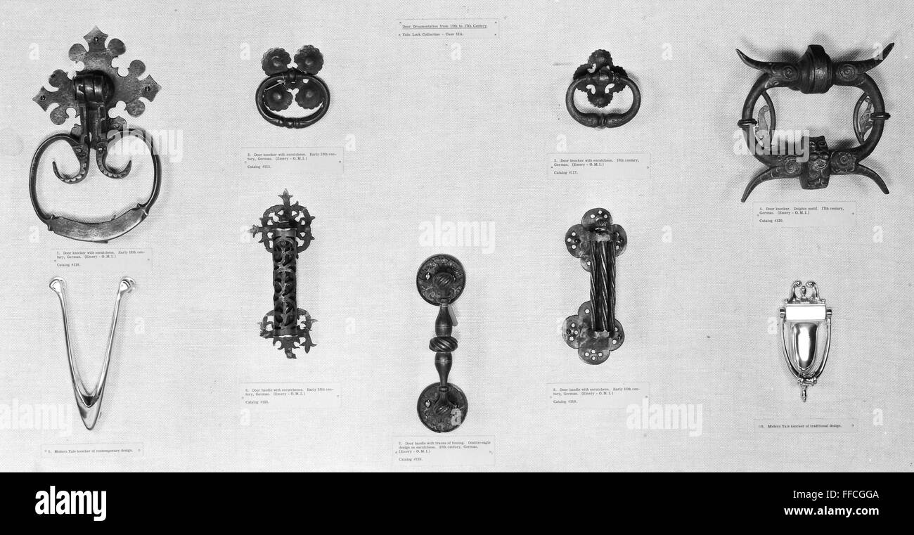 DOOR HANDLES AND KNOCKERS. /n15th to 17th century German door handles