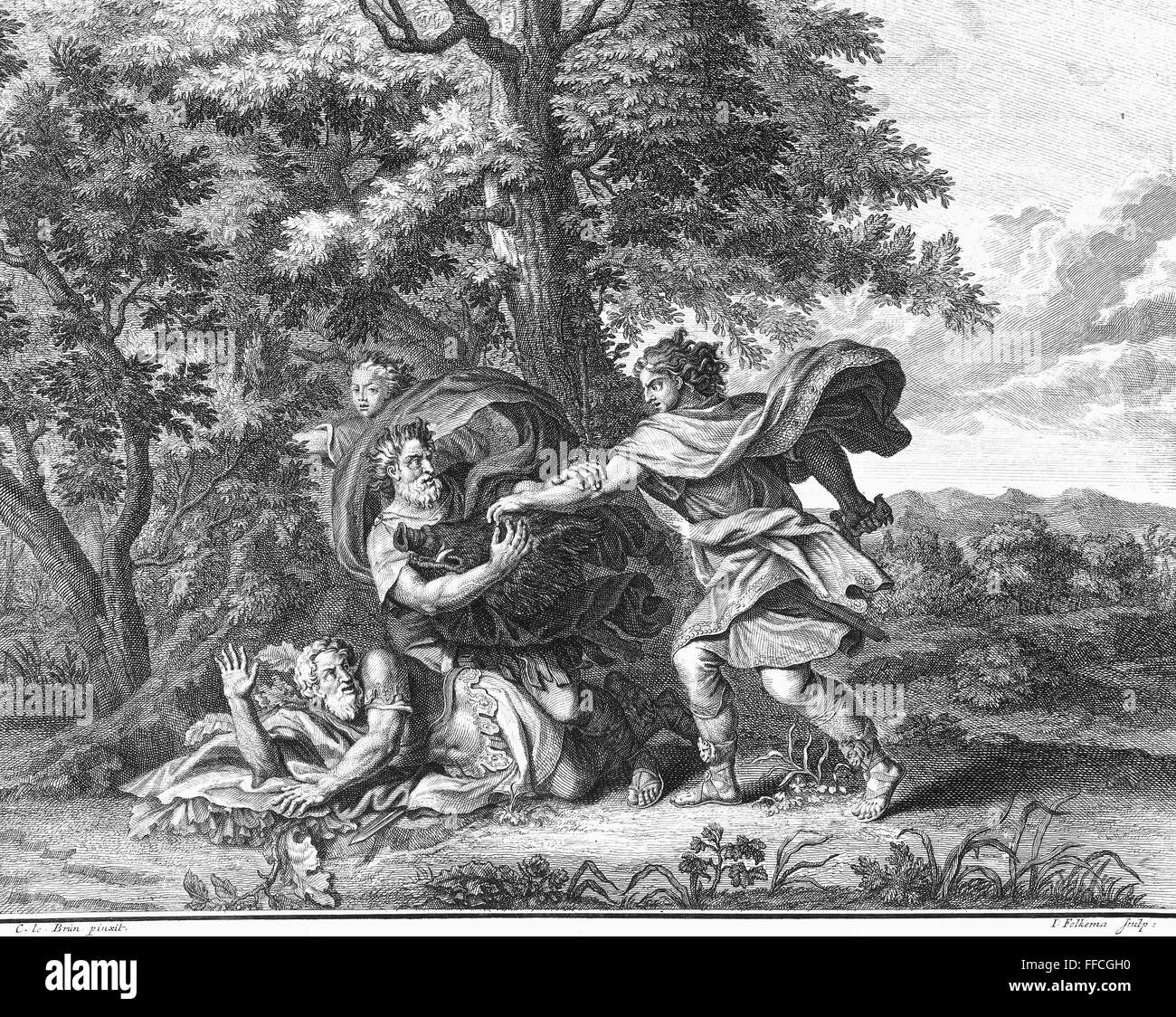 ATALANTA AND MELEAGER. /nMeleager killing his uncles. Copper engraving ...