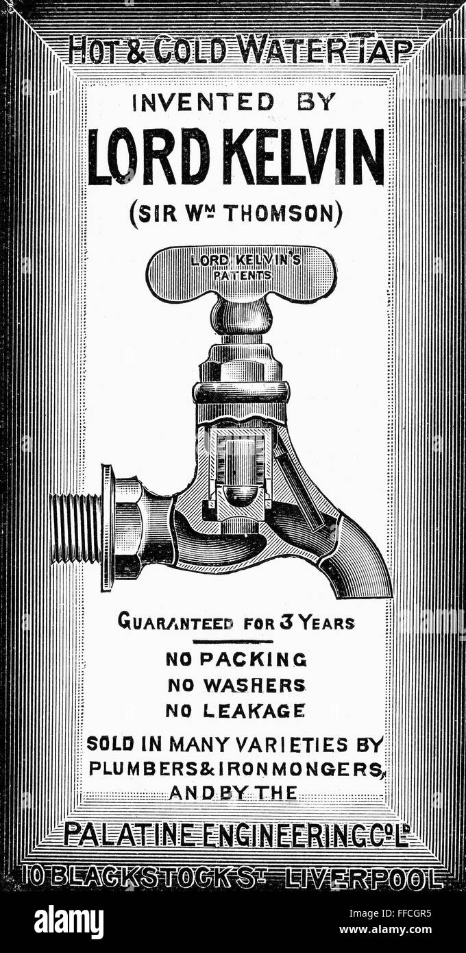 ADS PLUMBING, 1897. /nAdvertisement for a hot and cold watertap