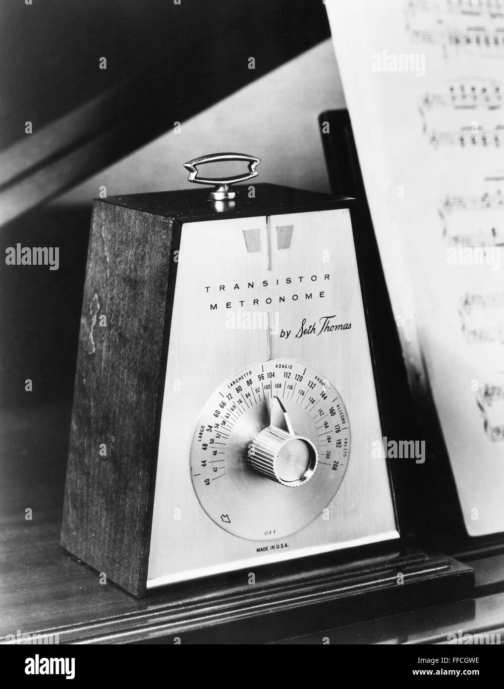 METRONOME, 20th CENTURY. /nThe first batterypowered metronome, introduced by the Seth Thomas