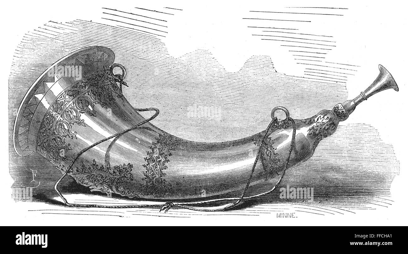 HUNTING HORN, 1869. /nFrench hunting horn invented by ThΘodore GrΘgoire