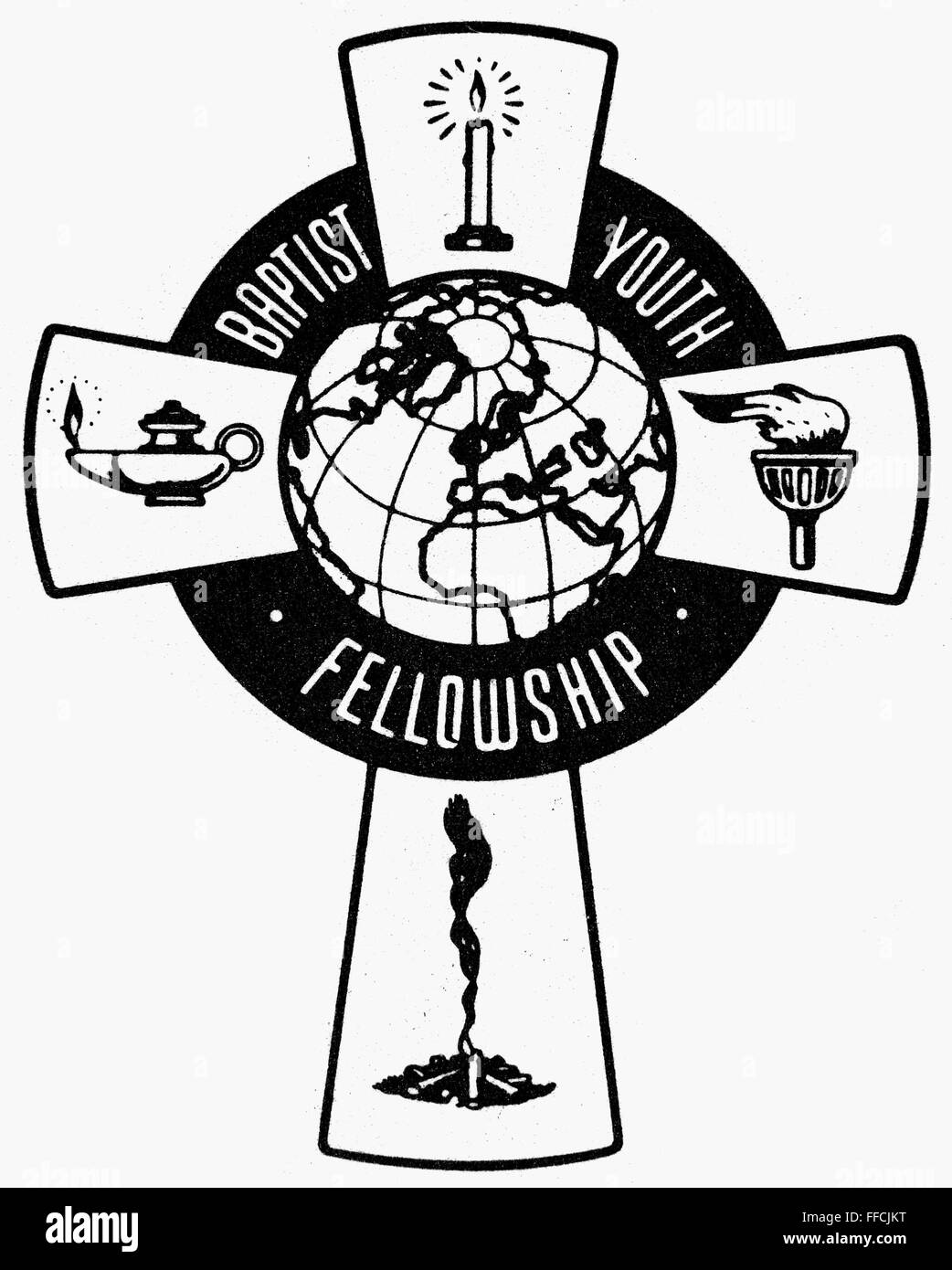 BAPTIST YOUTH FELLOWSHIP. /nSymbol of the Baptist Youth Fellowship, founded 1941. Stock Photo