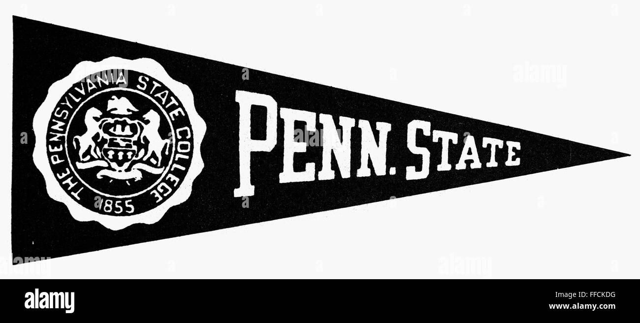 PENNANT: PENN STATE. /nA pennant of Pennsylvania State University. Stock Photo