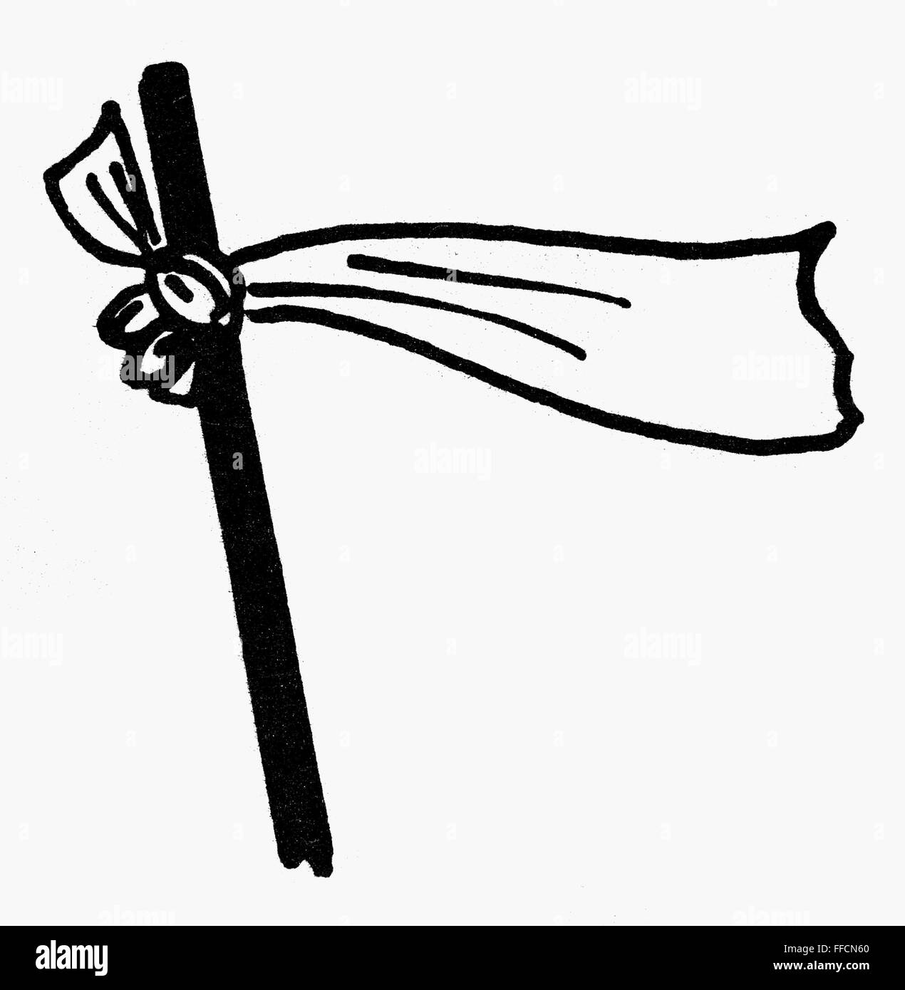 SYMBOL SURRENDER. /nWhite flag, a symbol for surrender or truce