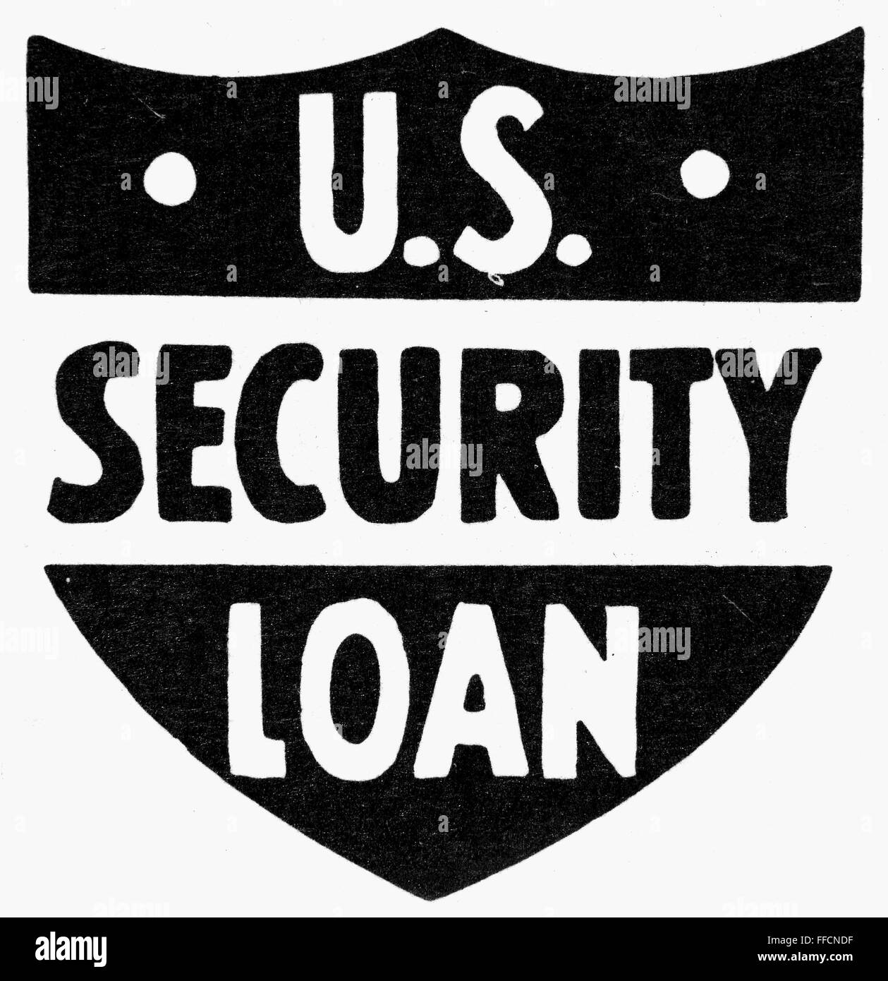 U.S. SECURITY LOAN. /nLogo for a U.S. Security Loan, 1950s. Stock Photo
