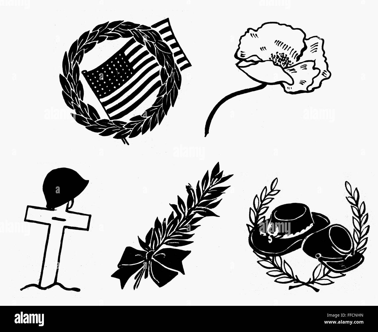 SYMBOLS: MEMORIAL DAY. /nVarious symbols of Memorial Day Stock Photo