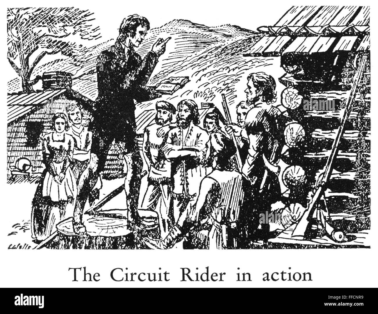CIRCUIT RIDER. /nA Circuit Rider preaching to pioneers in the American ...