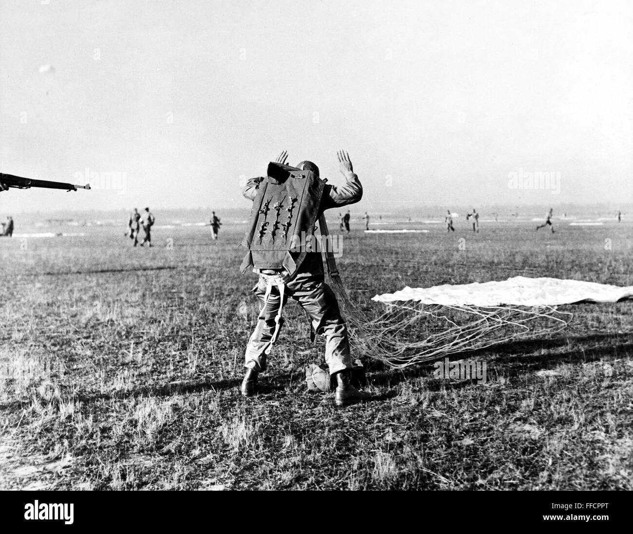 WORLD WAR II PARATROOPER. /nAmerican paratroopers training before the