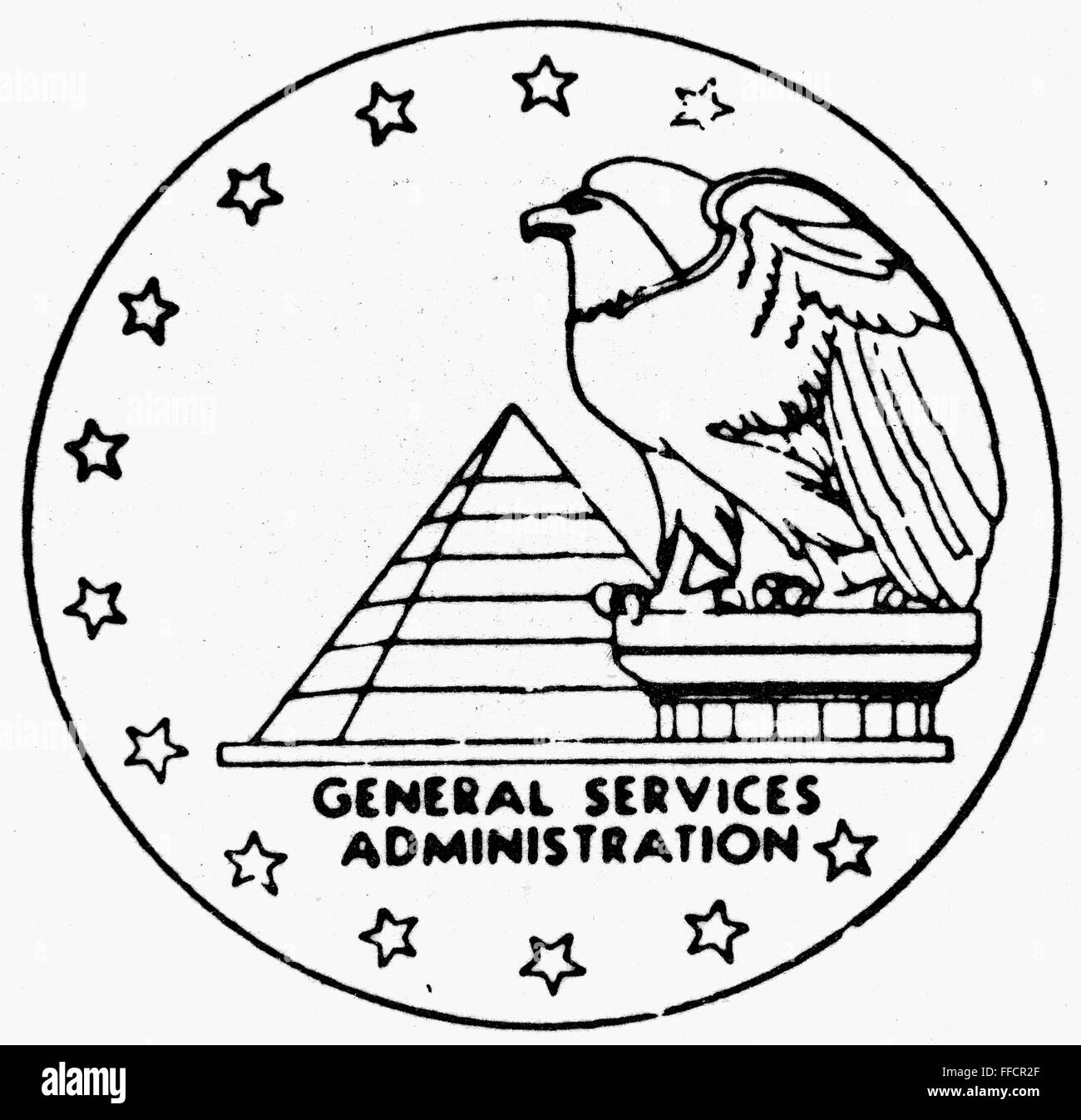 SEAL: GENERAL SERVICES. /nSeal of the U.S. General Services Administration, established to manage federal property and records. Stock Photo