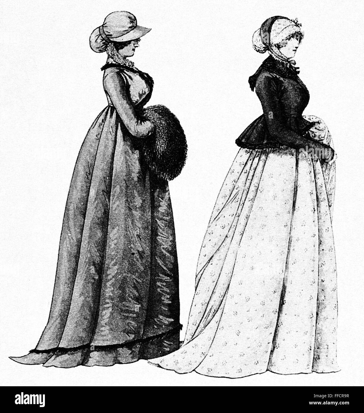 COTTON CLOTHES, c1800. /nTypical women's cotton clothes, c1800