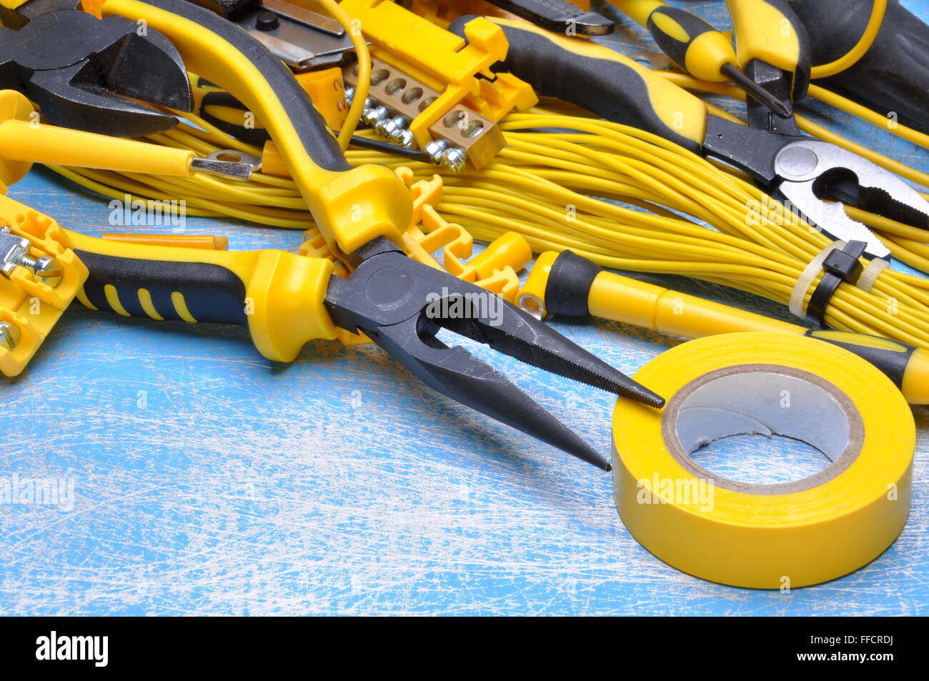 Electrical component kit to use in electrical installations Stock Photo