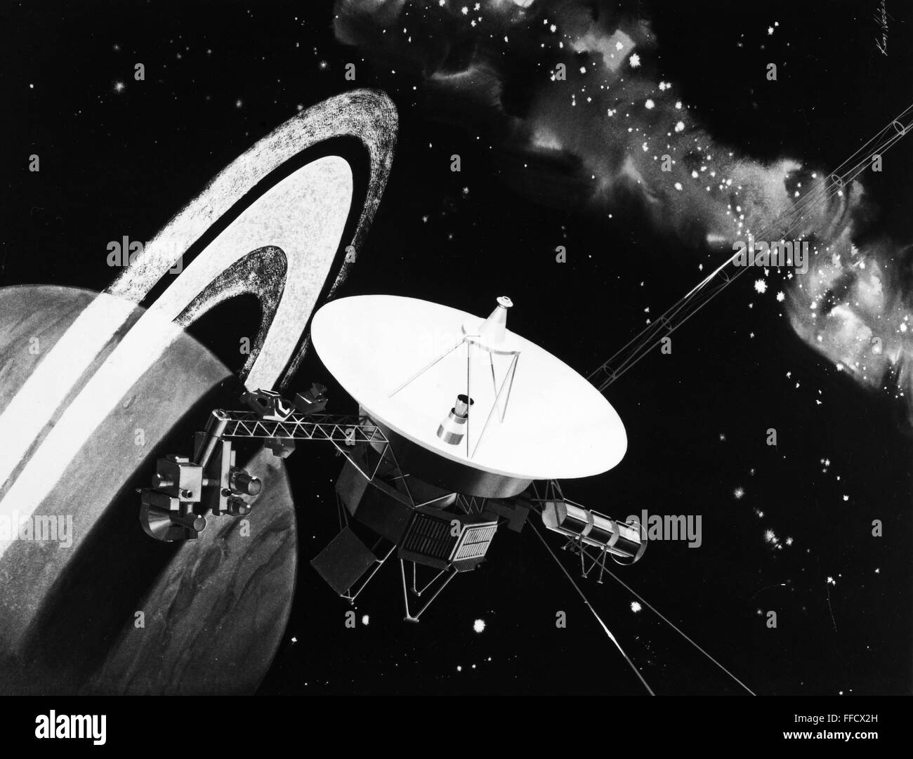 VOYAGER I AND SATURN. /nIllustration of the Voyager I's encounter with ...