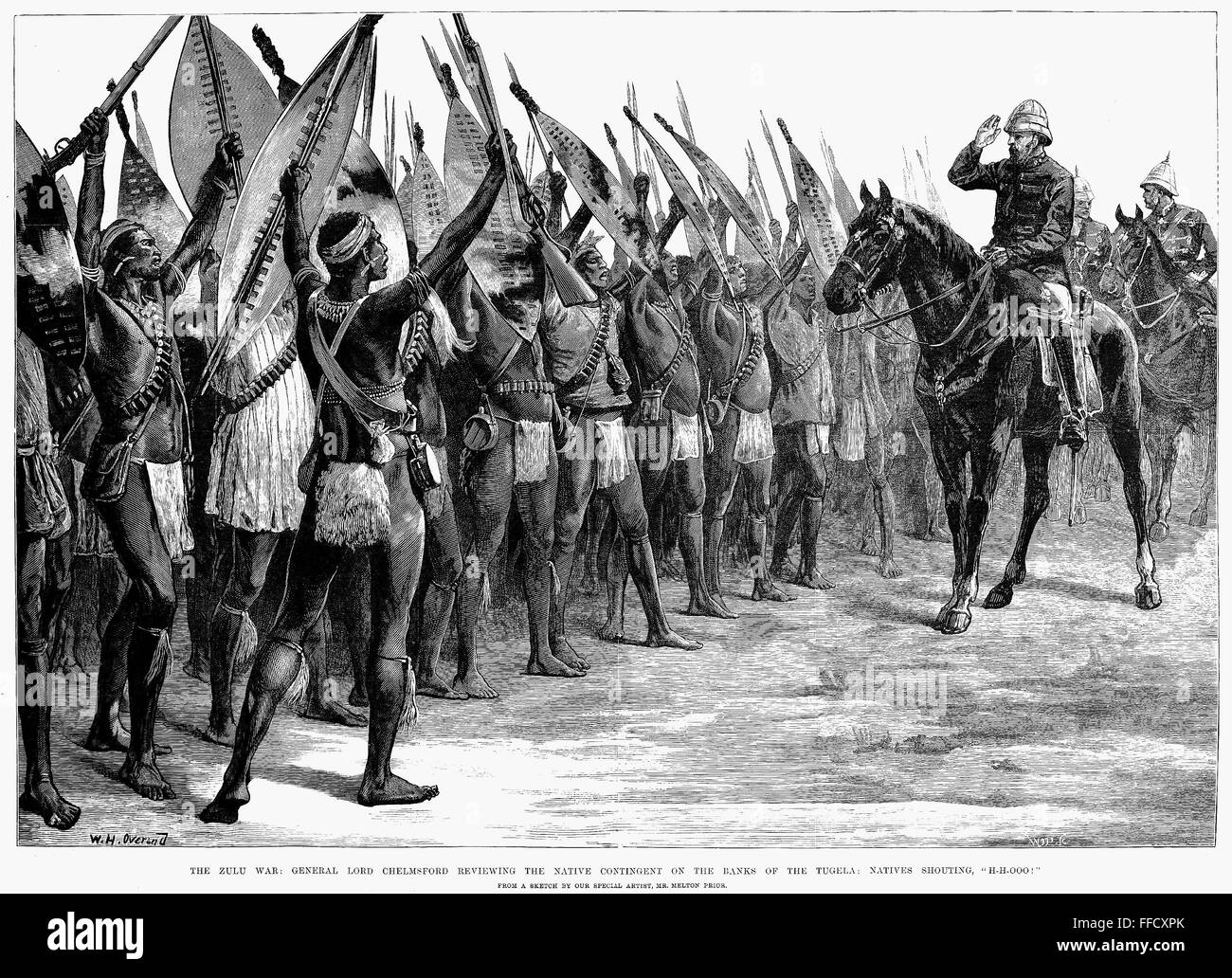 ZULU WAR NATIVES, 1879. /nBritish General Lord Chelmsford reviewing