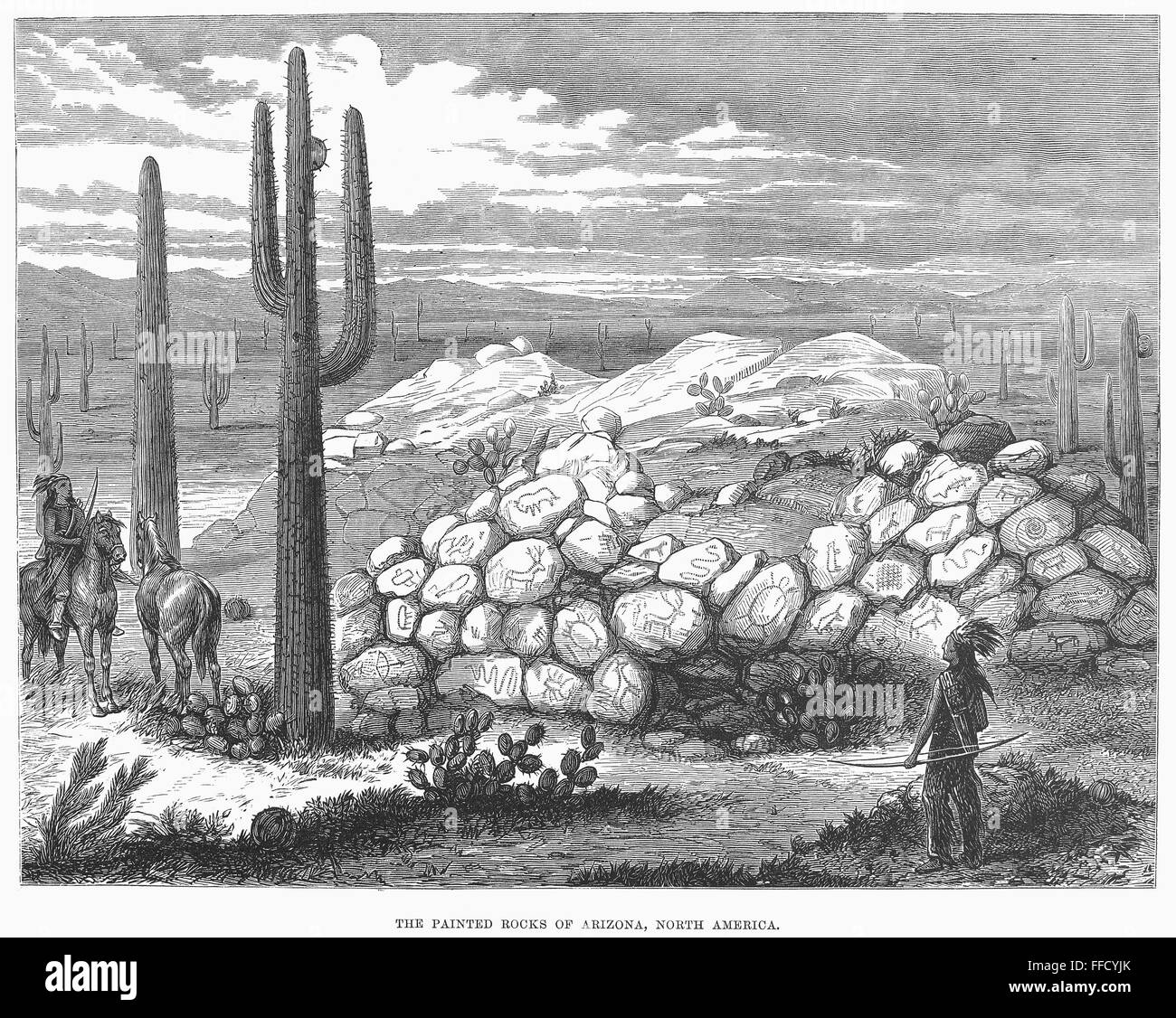 ARIZONA: PAINTED ROCKS. /nNative American petroglyphs at a painted ...