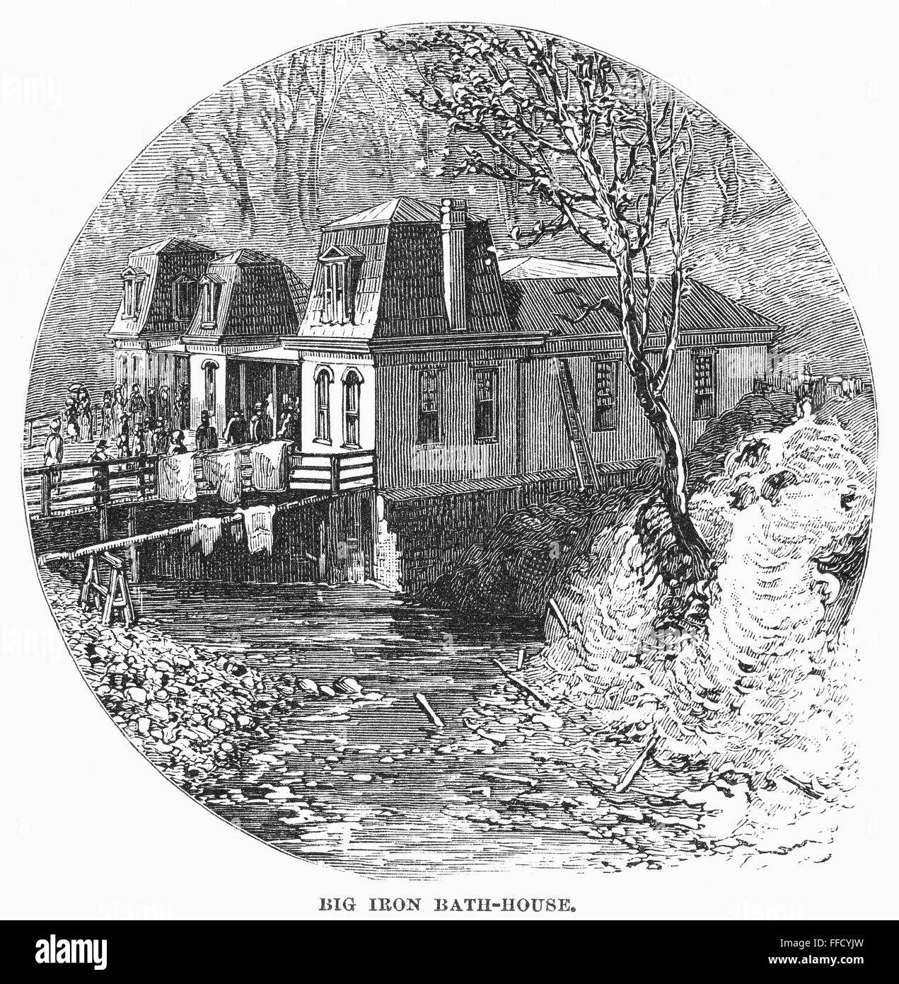 ARKANSAS HOT SPRINGS, 1878. /nBathhouse on Big Iron Spring, Hot Springs, Arkansas. Wood