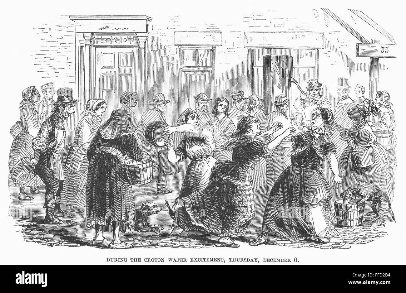 NEW YORK WATER SUPPLY. /nScene in New York during the first days of
