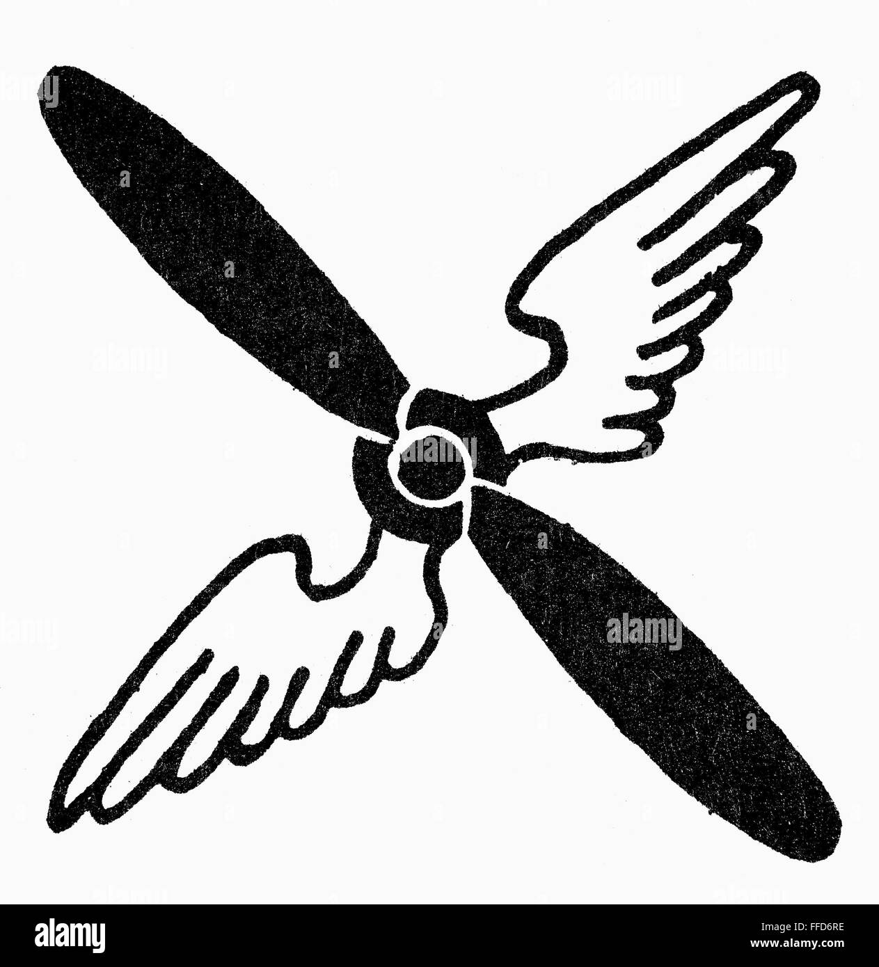 SYMBOL: AERONAUTICS. /nWinged propeller, a symbol of aeronautics. Stock Photo