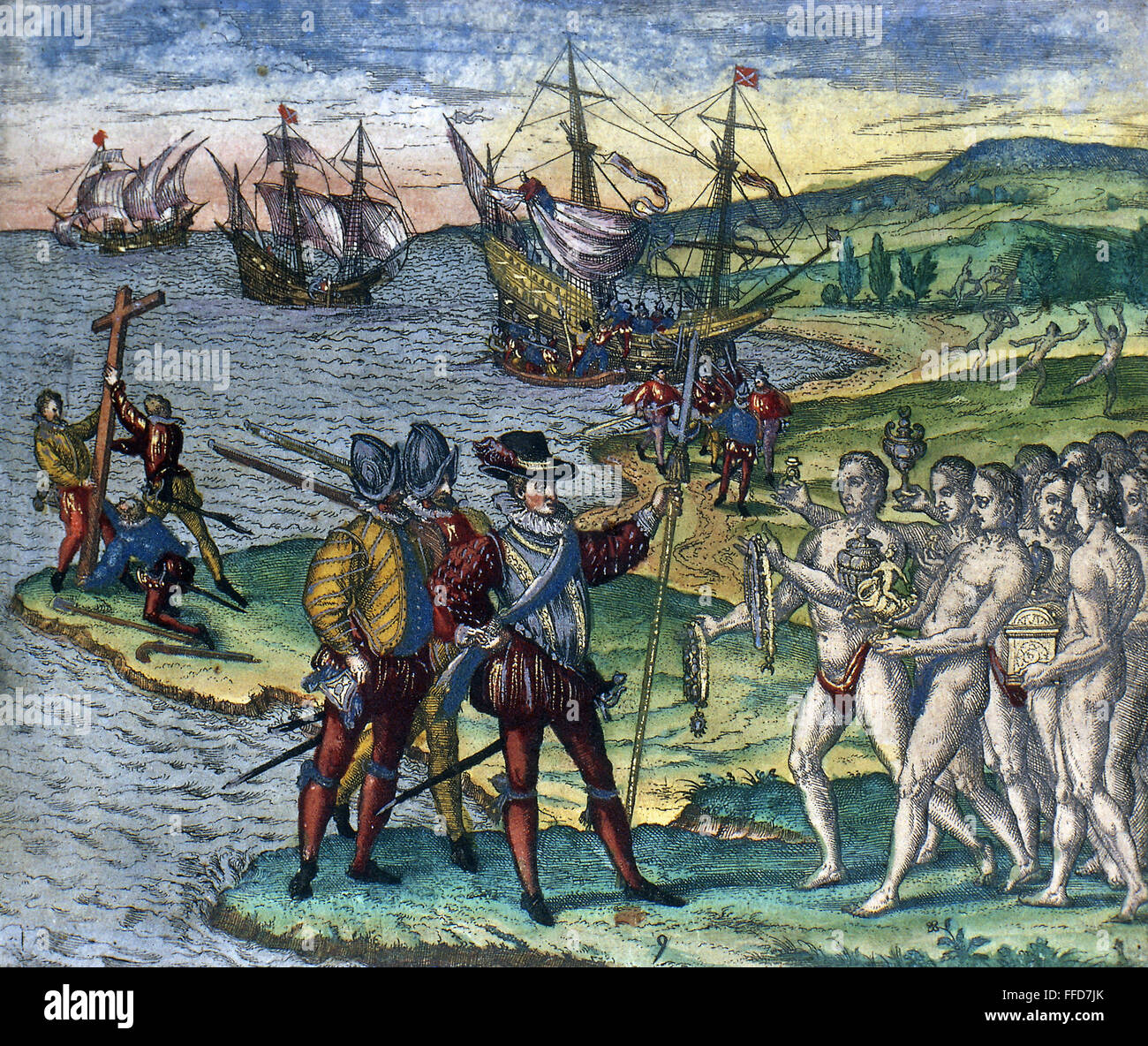 CHRISTOPHER COLUMBUS /n(14511506). Italian navigator. The landing of